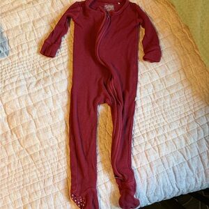 Posh peanut footed red thermal waffle one piece sleeper